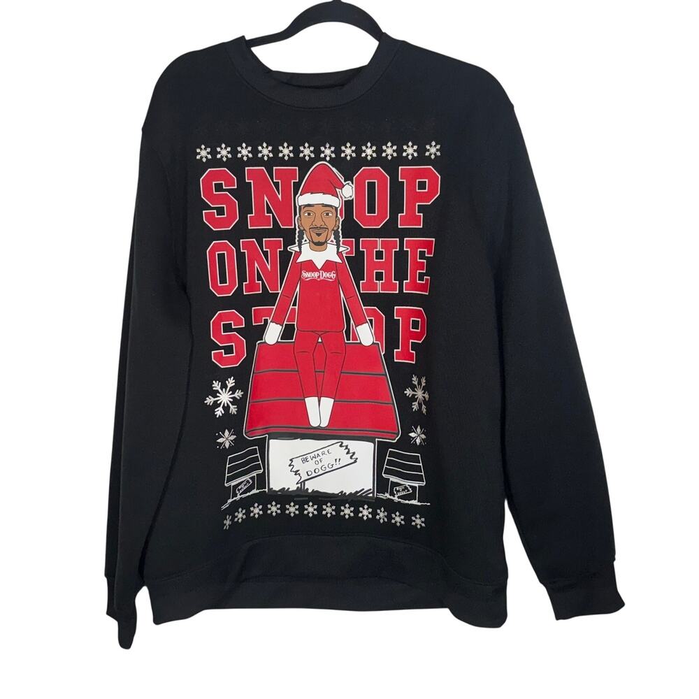 Snoop Dogg Snoop on the Stoop Christmas Sweatshirt XL Black Holiday Crewneck